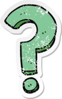 distressed sticker of a cartoon question mark png