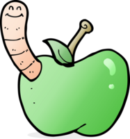 cartoon apple with worm png