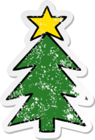 distressed sticker of a cute cartoon christmas tree png