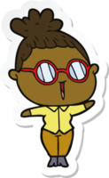 sticker of a cartoon woman wearing spectacles png