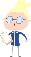 flat color style cartoon woman wearing spectacles png