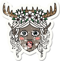 Retro Tattoo Style elf druid character face png