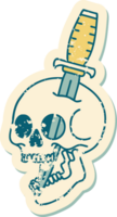 iconic distressed sticker tattoo style image of a skull png