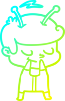cold gradient line drawing of a self conscious cartoon spaceman png