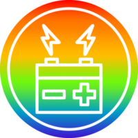 Batterie kreisförmig Symbol mit Regenbogen Gradient Fertig png