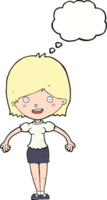 Cartoon glückliche Frau mit Gedankenblase png