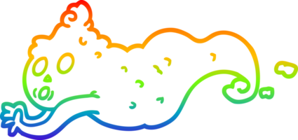 rainbow gradient line drawing of a cartoon spooky ghost png