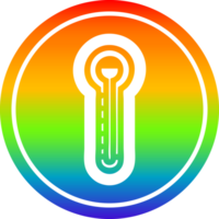 Glas Thermometer kreisförmig Symbol mit Regenbogen Gradient Fertig png