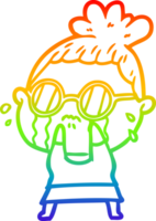 regenboog helling lijn tekening van een tekenfilm huilen vrouw vervelend zonnebril png