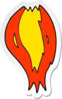 sticker of a cartoon rocket ship flames png