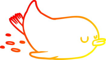 warm gradient line drawing of a cartoon sliding penguin png