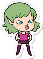 sticker of a pretty cartoon elf girl png