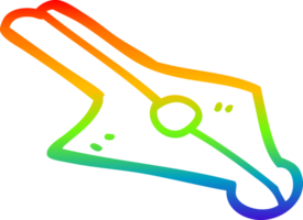 rainbow gradient line drawing of a cartoon fountain pen png