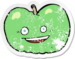 pegatina retro angustiada de una manzana de dibujos animados png