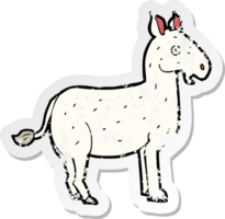 retro distressed sticker of a cartoon mule png