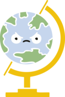 flat color retro cartoon of a globe of the world png