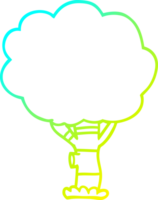 cold gradient line drawing of a cartoon tree png