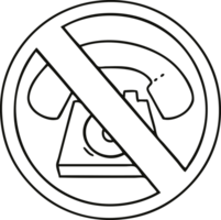 line drawing cartoon of a no phones allowed sign png