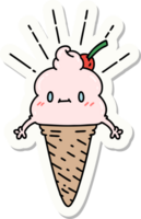 sticker of a tattoo style ice cream character png