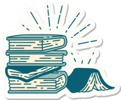 sticker of a tattoo style stack of books png