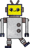 retro grunge texture cartoon of a robot png