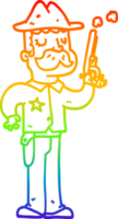 rainbow gradient line drawing of a cartoon sheriff png