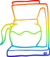 rainbow gradient line drawing of a cartoon coffee filter machine png