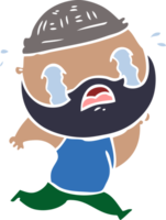 flat color style cartoon bearded man crying png