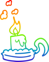 Regenbogen Gradient Linie Zeichnung von ein Karikatur Kerze im Kerzenhalter png