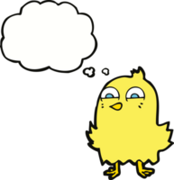 funny cartoon bird with thought bubble png