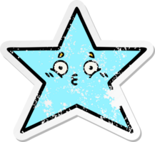 distressed sticker of a cute cartoon star fish png