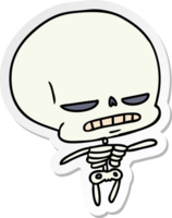hand drawn sticker cartoon of spooky kawaii skeleton png