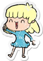 distressed sticker of a cartoon woman png