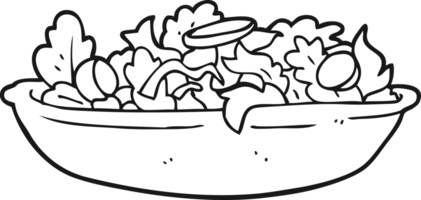 hand drawn black and white cartoon salad png