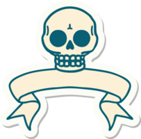tattoo style sticker with banner of a skull png