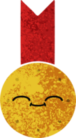 retro illustration style cartoon of a gold medal png