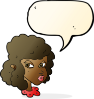 cartoon suspicious woman with speech bubble png