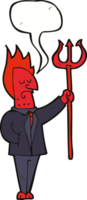 Cartoon-Teufel mit Mistgabel mit Sprechblase png