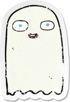 pegatina retro angustiada de un divertido fantasma de dibujos animados png