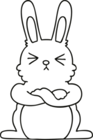 line drawing quirky cartoon rabbit png