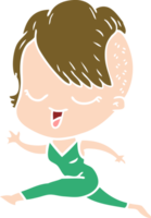 happy flat color style cartoon girl running png