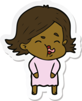 sticker of a cartoon girl pulling face png