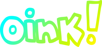 cold gradient line drawing of a cartoon word oink png