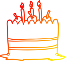 chaud pente ligne dessin de une anniversaire gâteau png