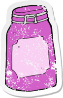 retro distressed sticker of a cartoon jar png