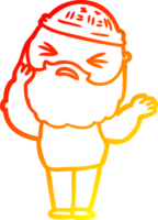 warm gradient line drawing of a cartoon man with beard png