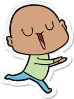 sticker of a happy cartoon bald man png