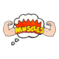 main tiré pensée bulle texturé dessin animé muscles symbole png