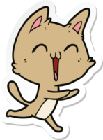 autocollant d'un chat de dessin animé heureux qui miaule png