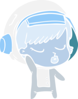 flat color style cartoon pretty astronaut girl png